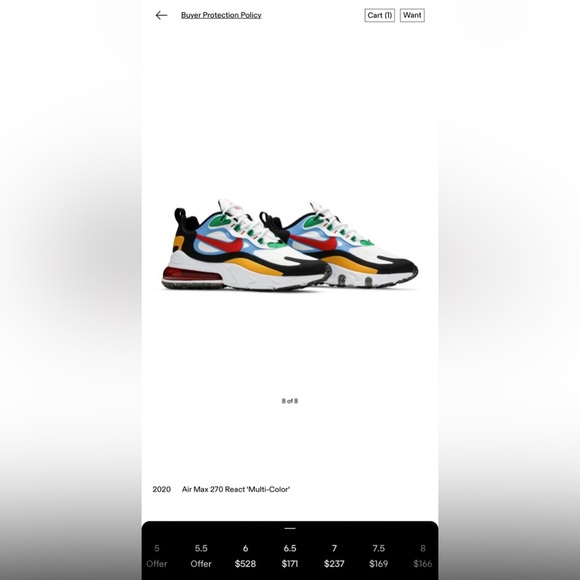 🩷✨LIKE NEW 2020 AIR MAX 270 REACT MULTICOLOR - SIZE 6.5✨🩷 - Picture 6 of 16